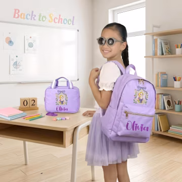 Personalized Disney Princess Backpack Lunchbox Set | Monogrammed Backpack Lunchbag | Elementary School Bag | Back to School | Gift for Girl