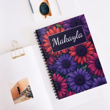 Personalized Sunflower Spiral Notebook, Custom Journal, Gift