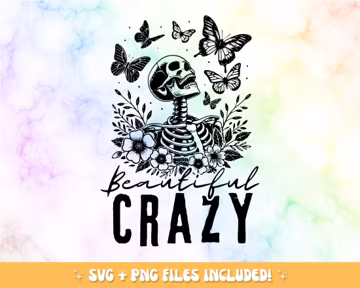 Skeleton Butterfly SVG, Crazy Design (Digital Download