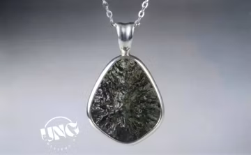 Green Raw Moldavite Pendant, Handmade 925 Sterling Silver pendant Gemstone Jewelry
