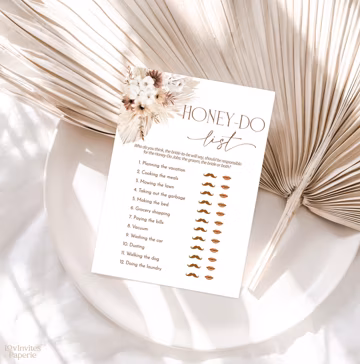 Honey Do List Bridal Shower Game, Boho Floral Bachelorette Game, Editable Wedding Shower Template, Terracotta Flowers Bride Groom Fun Game