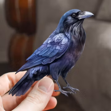 Watercolor Raven Vinyl Sticker, Witchy Mystical Bird Decor, Gothic Moonlit Art, Dark Aesthetic Vinyl Decal Sticker