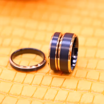 Tungsten Wedding Band, Men's & Women's, Black and Gold Plated Side Two Tone Tungsten Ring, Couples, Laser Engrave Anniversary Promise Ring,
