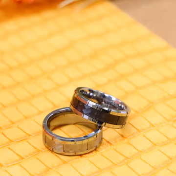 Women's Wedding Band, Tungsten Wedding Ring, 8mm Grooved Black Hammered Center Silver Beveled Edges Ring, Men's, Engraved Anniversary Ring,