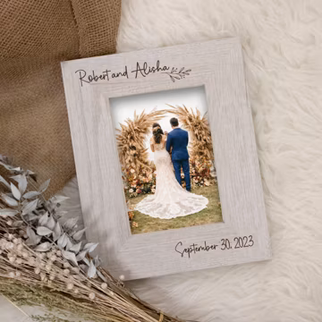Personalized Wedding Picture Frame | Wedding Gift for The Couple | Anniversary Picture Frame Gift | Custom Engraved Wedding Photo