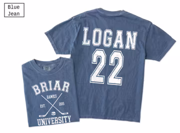 Vintage Briar University Logan 22 Hockey 2 Side Shirt, Comfort Colors Custom Campus Hockey T-Shirt, Unisex Tee