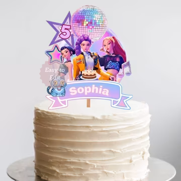KPOP Cake Toppers, HUNTRIX Editable Girl Party Favor