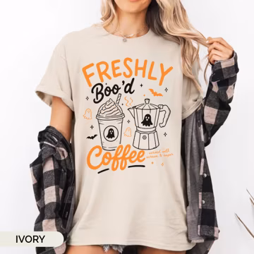 Halloween Coffee Shirt, Freshly Boo’d Coffee Tee, Halloween Summer Graphic Tee, Spooky Season Shirt, Coffee Weather Shirt, Preppy Fall Tee