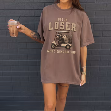 Golf Shirt, Golf Lover Shirt, Gifts For Golfers, Get In Loser T-shirt, Raccoon Shirt, Golf Gifts, Funny Golf Tee, Vintage Golf Cart Shirt