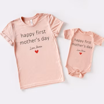 First mothers day shirt 2025, Our first mothers day Tshirt, Mothers day matching outfit, Mom baby girl shirt, Baby Shower Gift