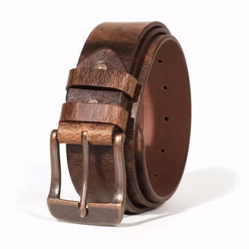 Amish Made Full Grain Buffalo Leather Belt: 1.5" Wide, USA HANDMADE