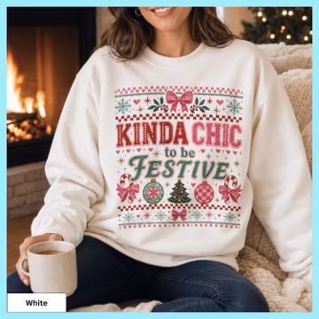 Pink Christmas Sweatshirt Women Holiday Party Sweater Ugly Xmas Pullover Crewneck Graphic Tee Festive Gift Funny Casual Top Winter