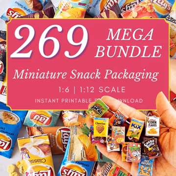 Printable Dollhouse Miniatures: Snack Food Boxes MEGA Bundle (PDF Download)