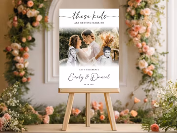These Kids Are Getting Married Welcome Sign for Engagement Wedding Rehearsal Dinner Custom Signage with Childhood and adulthood Photos