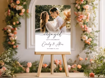 Custom Engagement Photo Welcome Sign: Modern Printed Canvas, Poster, Foam Board