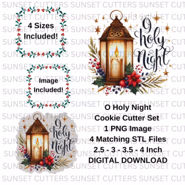 O Holy Night PNG and STL, STL cutters, stl cookie cutters, Cookie cutters, O Holy Night clip art, Holiday pngs, Christmas Lantern png