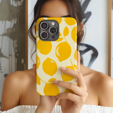Summer Lemons iPhone Case, Cute Minimal Fruit Print with a Cream Background, Aesthetic For iPhone Air Pro Max Plus, Samsung