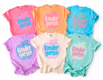 Custom Kindergarten Teacher Shirt, Kindergarten Team Shirt, Bright Preppy Teacher Tee, Colorful Personalized Teacher Gift