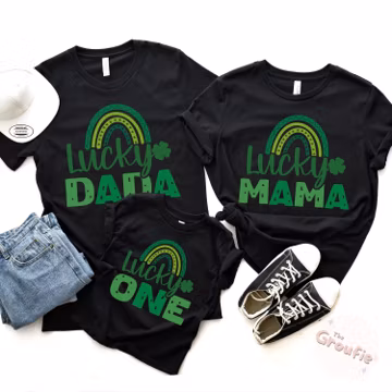Lucky One 1st Birthday Shirt, Shamrock Rainbow Family Matching Tee, St Patricks Outfit
