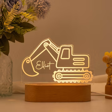 Excavator Night Light,Personalised Digger Night Light,Toddler Night Light,Children's Bedside Night Light,Digger Night Light,Kids Bedrooms