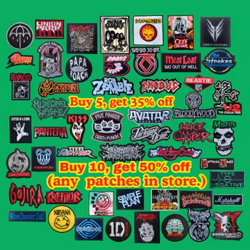 Rock Band Patch – Embroidered Iron-On or Sew-On Badge for Jacket or Vest