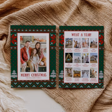 Year in Review Christmas Card Template, What A Year Card Photo Collage, Printable Holiday Card, Holiday Newsletter, Family Photo Card