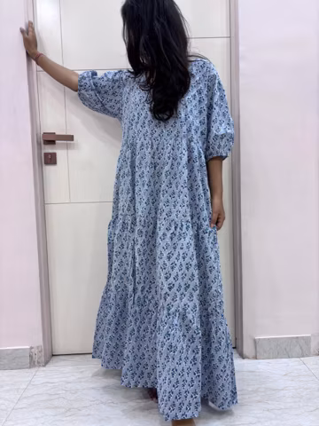 Ethnic Woman Long Dress | Rust Terracotta Hand Block Print Summer Dress | Woman Summer Fit Casual Dress