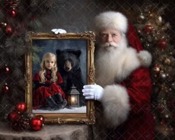 Santa Photo Frame Digital Backdrop, Santa Holding an 'Insert-Your-Own-Image, Christmas Themed Digital Background, Instant Download PNG,