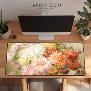 Chrysanthemum Flower Desk Mat, Cozy Large Mouse Pad for Home Office, Aesthetic Workspace Gift for Her, Fall Decor, Christmas & Birthday Idea