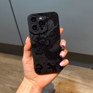 Black Dragon Print Phone Case for iPhone 17 16 15 14 13 12 11 11 Pro Max Mini 7 8 XR XS X Shockproof Phone Cover with Customised Name