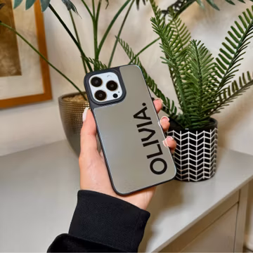Personalised Name Mirror Phone Case with Modern Name for iPhone 15 14 13 12 11 11 Pro Max Mini 7 8 XR XS X Shockproof Phone Cover Customised