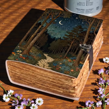 Moon and Star Leather Grimoire, Gothic Journal, 400 Pages Spell Book