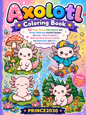 50 Bold Kawaii Axolotl Coloring Pages for Kids Adults (PDF Download)