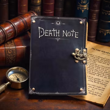 Dark Academia Leather Journal with Lock, Gothic Anime Inspired Notebook, Vintage Grimoire Diary Gift