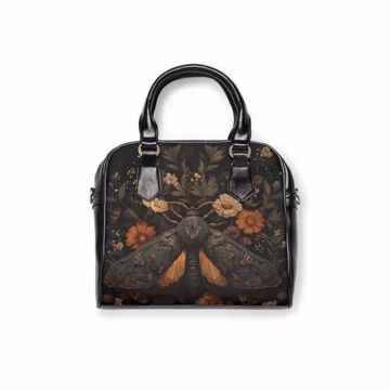 Praying Hands Tattoo Floral Shoulder Handbag | Dark Vintage Botanical