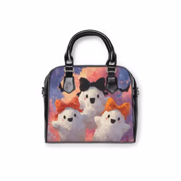 Three Ghosts with Bows Shoulder Handbag | Cute Halloween Nightprint