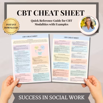 CBT Cheat Sheet CBT Therapy Worksheets for Therapist, Psychologist or Counselor, CBT Coping Skills Tools, cbt Therapy, Counseling Resources