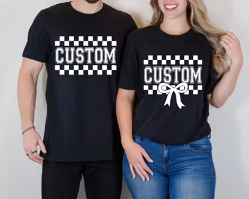 Checkered Custom Text Svg, Png, Coquette Custom SVG PNG, Retro Bow Svg, Coquette Shirt Svg, Checkered Svg, Cricut, Cut File, Sublimation