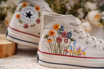 Custom Embroidered Converse 1970s: Floral Design Shoes