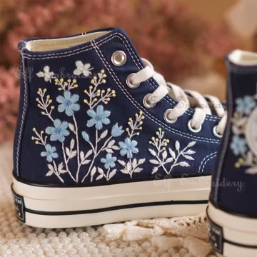Custom Embroidered Converse 1970s: Floral Chuck Taylor Shoes