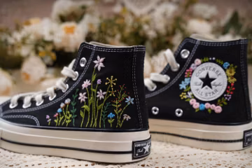 Custom Embroidered Converse 1970s: Floral Design Shoes