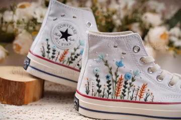 Custom Embroidered Converse 1970s: Floral Design Shoes