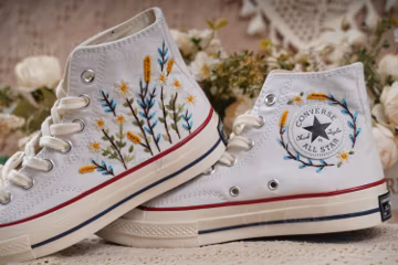 Custom Embroidered Converse Chuck Taylor 1970s: Floral Design