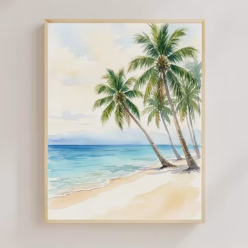 Saona Island Art Print, Dominican Republic Watercolor, Caribbean Beach Wall Art, Palm Coast Tropical Decor