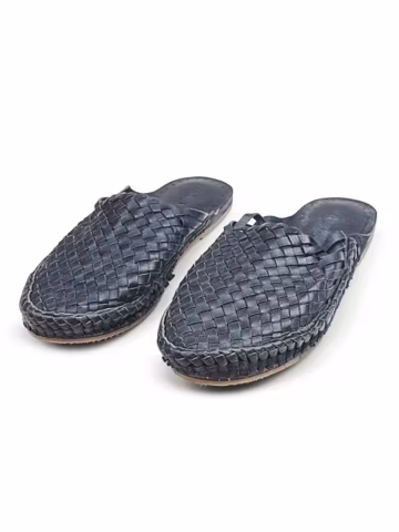 Men's woven mule sandals | handmade Kolhapuri Blue shoe | Unique ancient Indian Sandal | Sandales homme | Sandales cuir