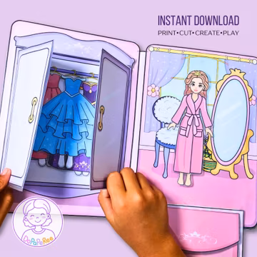 Princess Paper Dollhouse Printable: DIY Quiet Book, Creative Activity for Kids (PDF File)