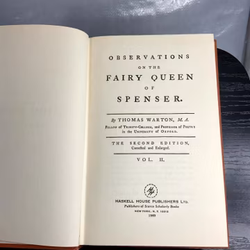 Observations on The Fairy Queen Spenser Warton 2nd Ed 1969 Vol II Scholarly