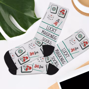 Lucky Mahjong Socks, Recycled Poly Socks Mah Jongg Accessory, Gift for Mahj Players Teachers Hosts