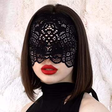 Black Lace Full Face Masquerade Mask with Rhinestones, Gothic Style Lace Mask, Festival & Halloween Face Covering, Lace Party Mask