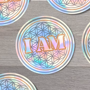 Holographic Flower of Life Sticker: Sacred Geometry Decal, Esoteric Kindle Decoration, Laptop Sticker